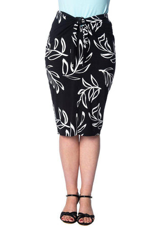 Palm Pencil Skirt-Banned-Dark Fashion Clothing