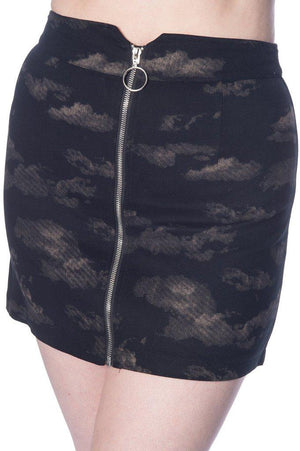 Partly Cloudy Skirt-Banned-Dark Fashion Clothing