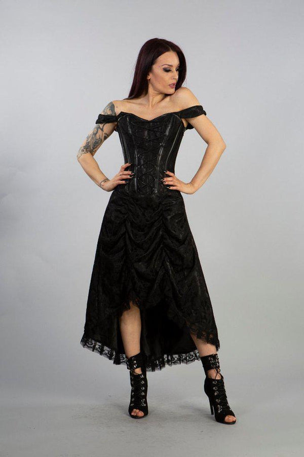 Passion Corset Dress In Black Satin And Lace Overlay - Burleska - Dark ...