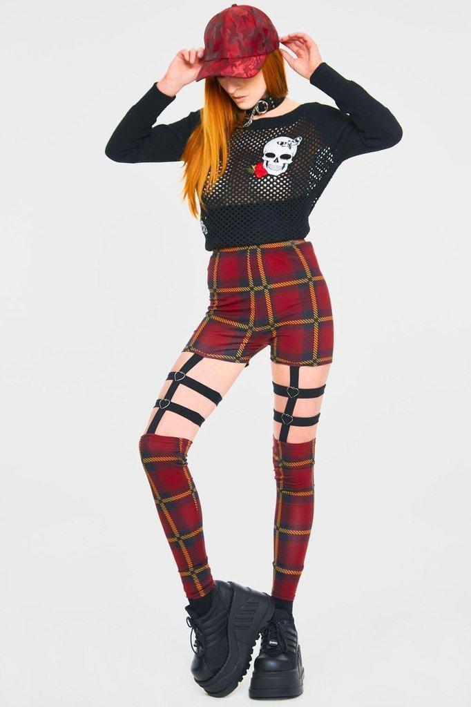 Passionate By Nature Plaid Harness Leggings-Jawbreaker-Dark Fashion Clothing