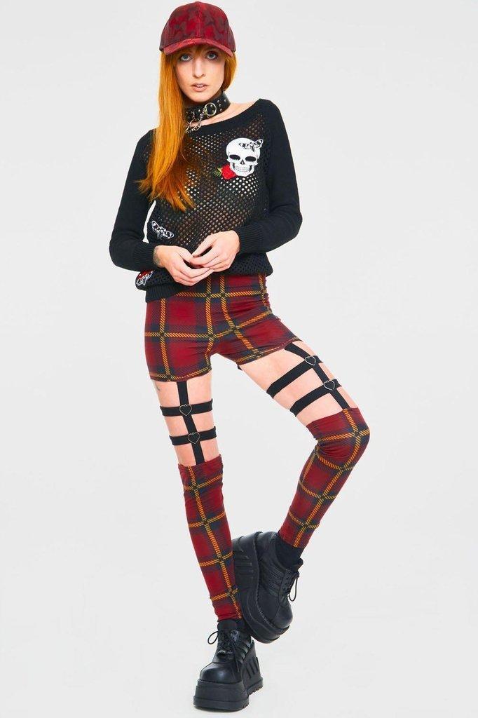 Passionate By Nature Plaid Harness Leggings-Jawbreaker-Dark Fashion Clothing