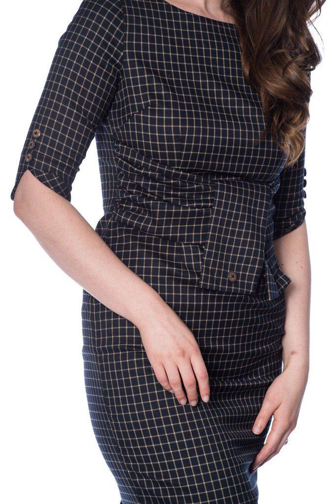 Patricia Check Pencil Dress-Banned-Dark Fashion Clothing