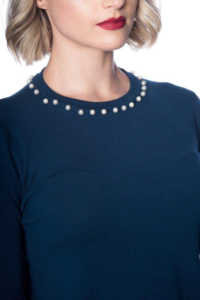 Pearl Bow Jumper-Banned-Dark Fashion Clothing