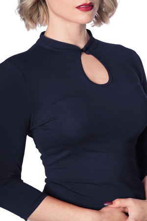 Peek a Boo Mandarin Collar Top-Banned-Dark Fashion Clothing