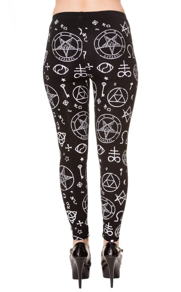 Pentagram Black Leggings-Banned-Dark Fashion Clothing