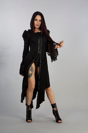 Pentagram Dress In Cotton And Black Lace-Burleska-Dark Fashion Clothing