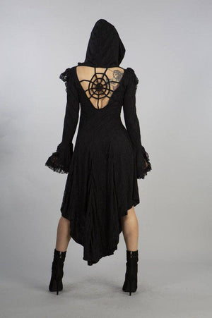 Pentagram Dress In Cotton And Black Lace-Burleska-Dark Fashion Clothing