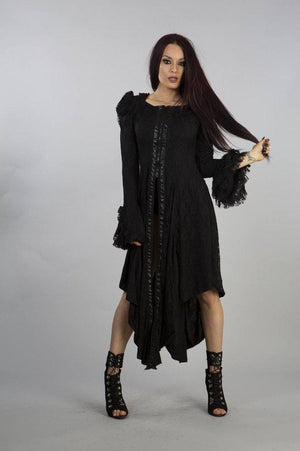 Pentagram Dress In Cotton And Black Lace-Burleska-Dark Fashion Clothing