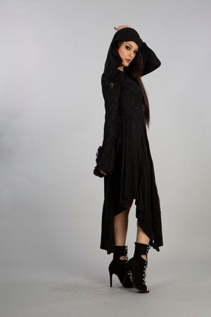 Pentagram Dress In Cotton And Black Lace-Burleska-Dark Fashion Clothing