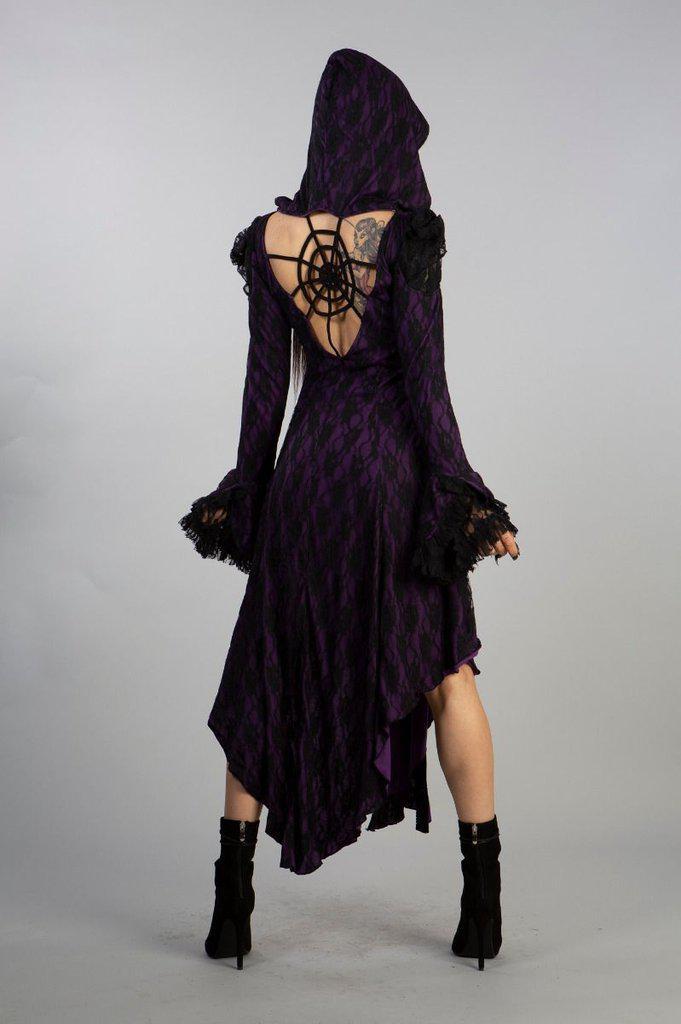 Pentagram Dress In Cotton And Black Lace-Burleska-Dark Fashion Clothing