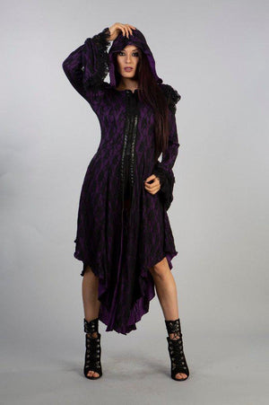 Pentagram Dress In Cotton And Black Lace-Burleska-Dark Fashion Clothing