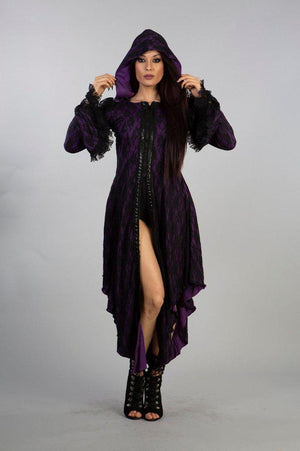 Pentagram Dress In Cotton And Black Lace-Burleska-Dark Fashion Clothing