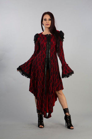 Pentagram Dress In Cotton And Black Lace-Burleska-Dark Fashion Clothing