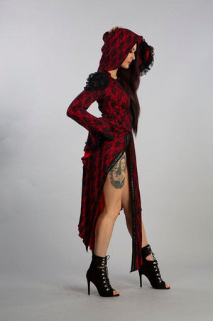 Pentagram Dress In Cotton And Black Lace-Burleska-Dark Fashion Clothing