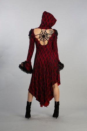 Pentagram Dress In Cotton And Black Lace-Burleska-Dark Fashion Clothing