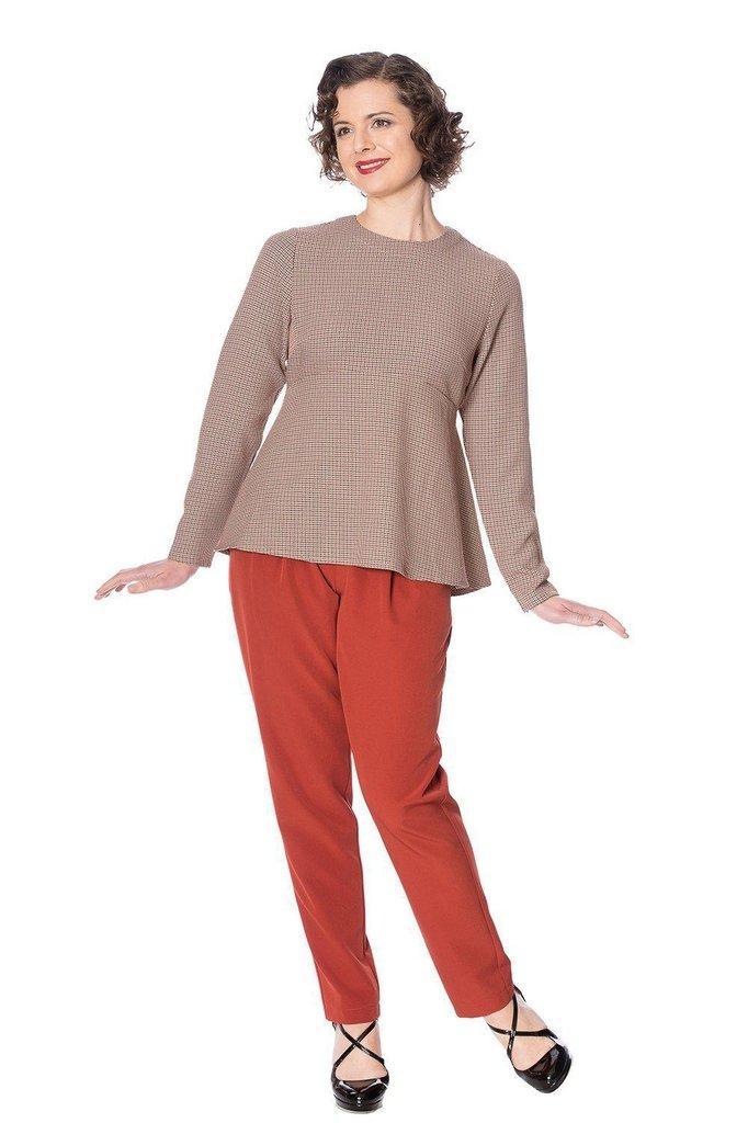 Blouse Péplum Bordeaux BANNED Apparel - Taille XS - Style Rétro Années 50 - En Très Bon état