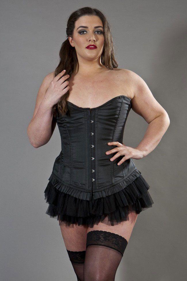 Petra Overbust Longline Plus Size Corset In Taffeta-Burleska-Dark Fashion Clothing