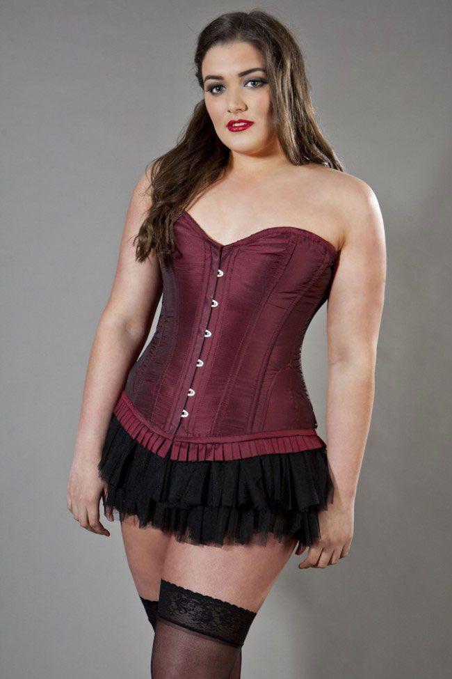 Petra Overbust Longline Plus Size Corset In Taffeta-Burleska-Dark Fashion Clothing