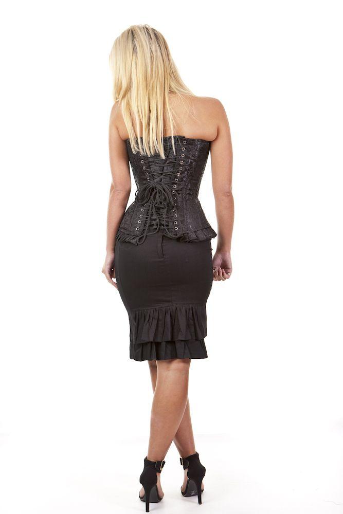Petra Zip Long Line Overbust Burlesque Corset In King Brocade-Burleska-Dark Fashion Clothing