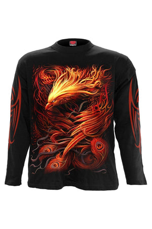 Phoenix Arisen - Longsleeve T-Shirt Black-Spiral-Dark Fashion Clothing