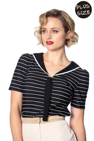 Pier Stripe Jersey Top-Banned-Dark Fashion Clothing