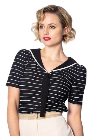 Pier Stripe Jersey Top-Banned-Dark Fashion Clothing