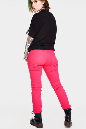 Pink Mono Drainpipe Jeans-Jawbreaker-Dark Fashion Clothing