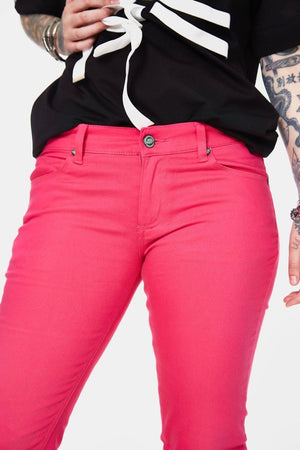 Pink Mono Drainpipe Jeans-Jawbreaker-Dark Fashion Clothing