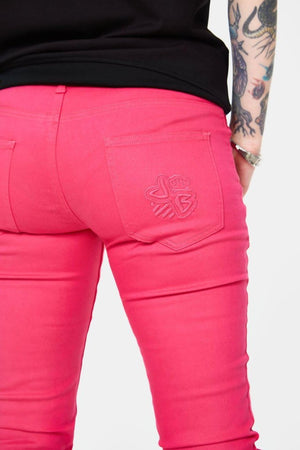 Pink Mono Drainpipe Jeans-Jawbreaker-Dark Fashion Clothing