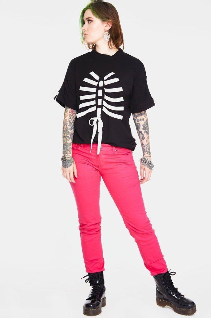 Pink Mono Drainpipe Jeans-Jawbreaker-Dark Fashion Clothing