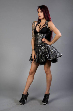 Pirate Mini Skirt In King & Black Mesh Underlay-Burleska-Dark Fashion Clothing