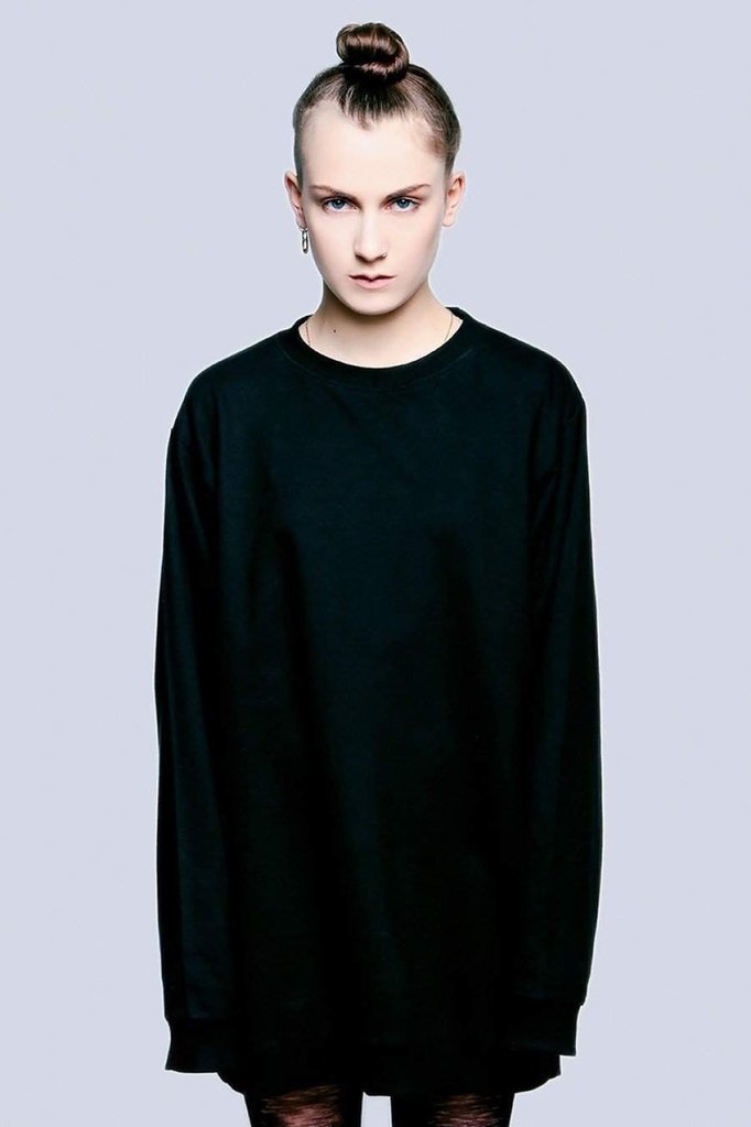 Plain Black Pocket Sweater - Unisex-Long Clothing-Dark Fashion Clothing