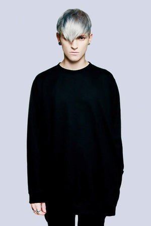 Plain Black Pocket Sweater - Unisex-Long Clothing-Dark Fashion Clothing
