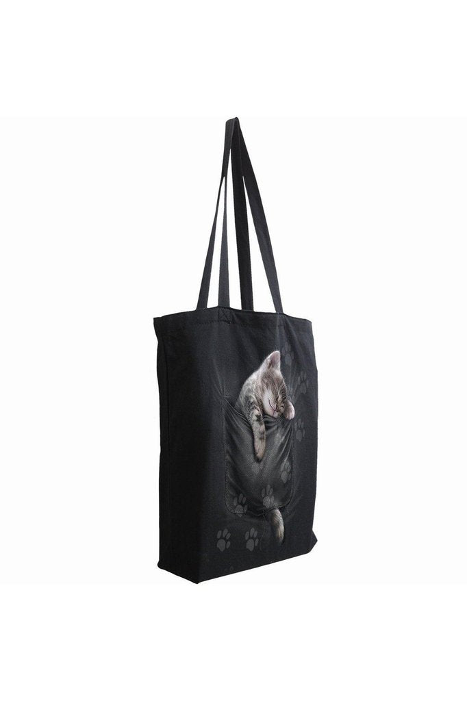 Pocket Kitten - Bag 4 Life - Canvas 80z Long Handle Tote Bag-Spiral-Dark Fashion Clothing