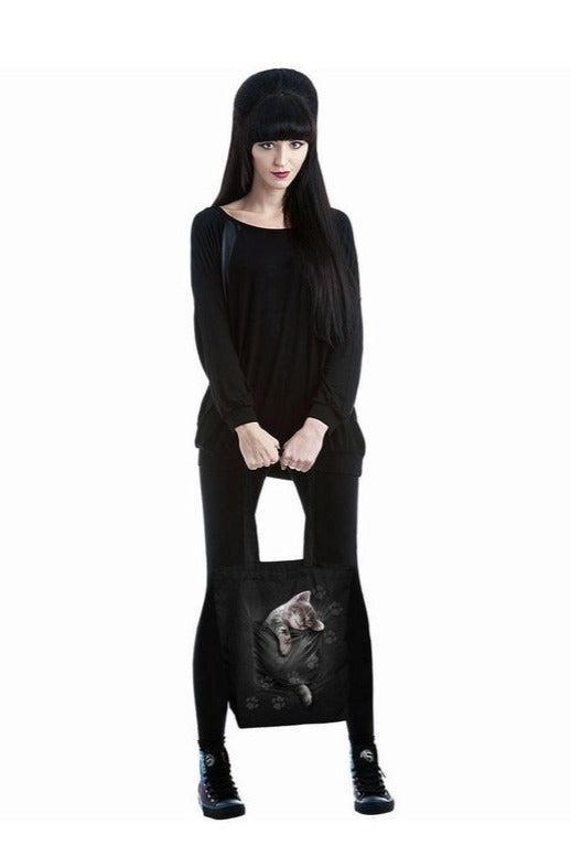 Pocket Kitten - Bag 4 Life - Canvas 80z Long Handle Tote Bag-Spiral-Dark Fashion Clothing