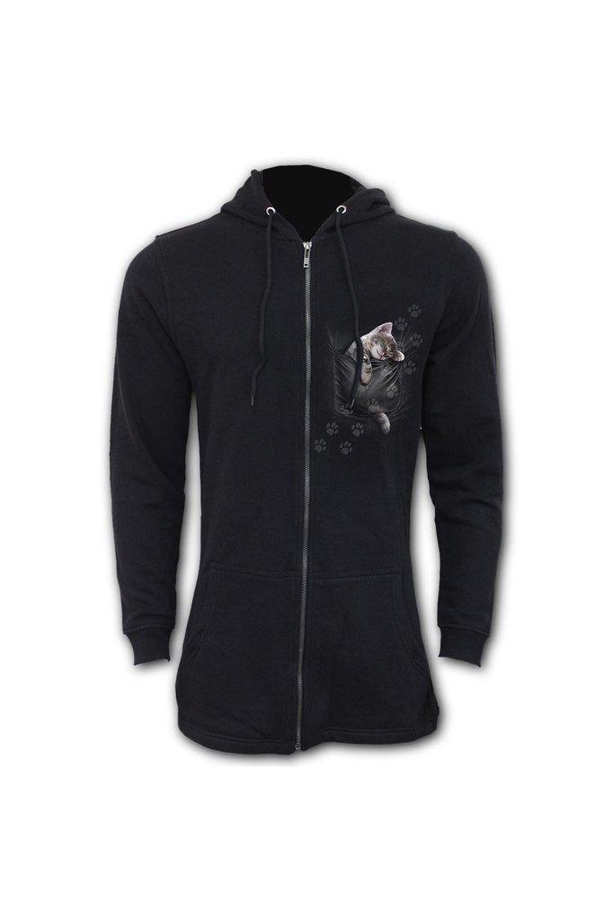 Pocket Kitten - Ladies Fish Tail Full Zip Hoody - Zip Sleeve-Spiral-Dark Fashion Clothing