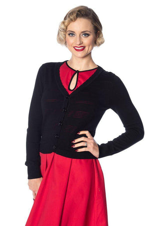 Pointelle Cardigan-Banned-Dark Fashion Clothing