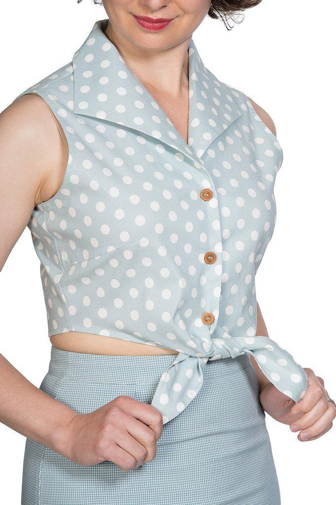 Polka Blouse-Banned-Dark Fashion Clothing