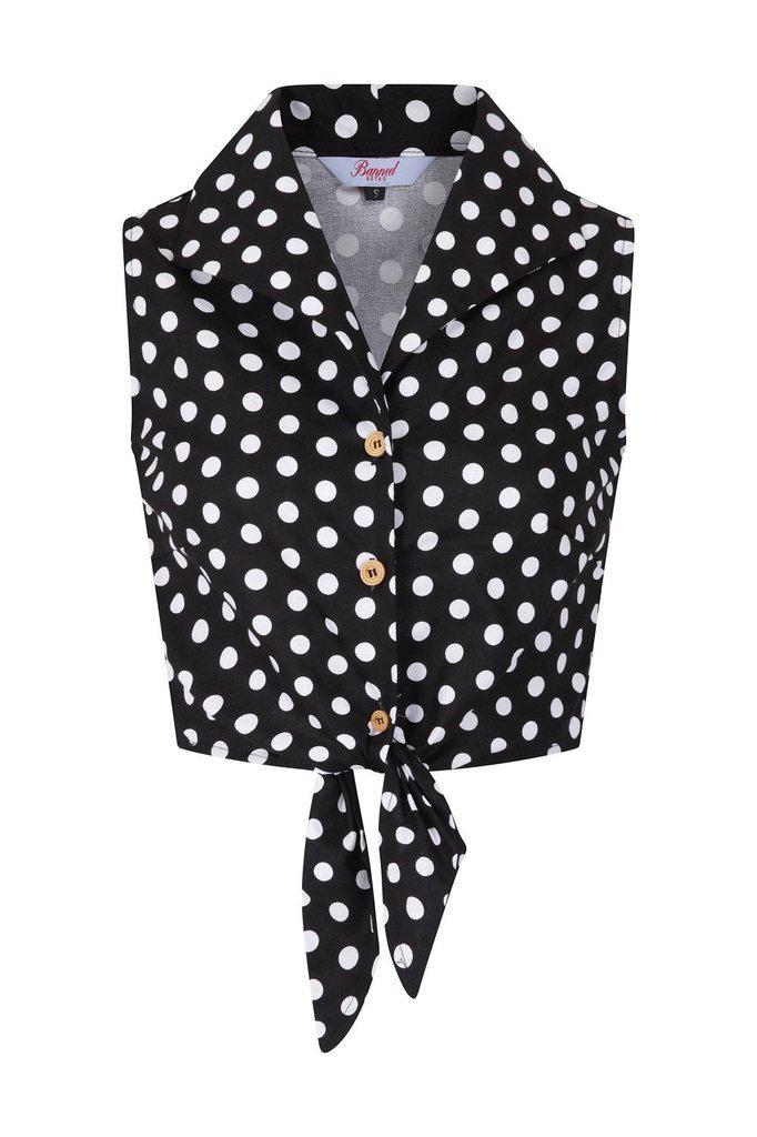 Polka Blouse-Banned-Dark Fashion Clothing