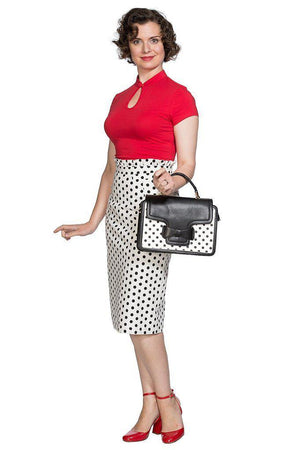 Polka Frill Pencil Skirt-Banned-Dark Fashion Clothing