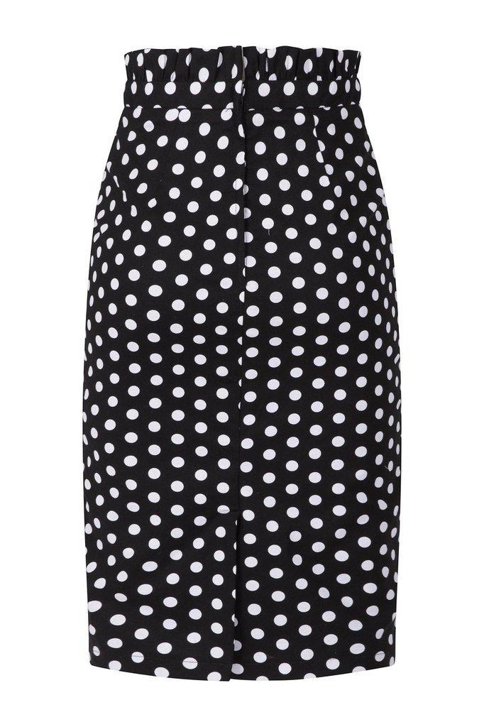 Polka Frill Pencil Skirt-Banned-Dark Fashion Clothing