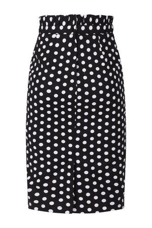 Polka Frill Pencil Skirt-Banned-Dark Fashion Clothing