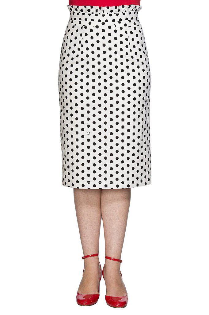 Polka Frill Pencil Skirt-Banned-Dark Fashion Clothing