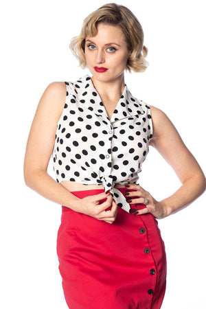 Polka Love Tie Top-Banned-Dark Fashion Clothing