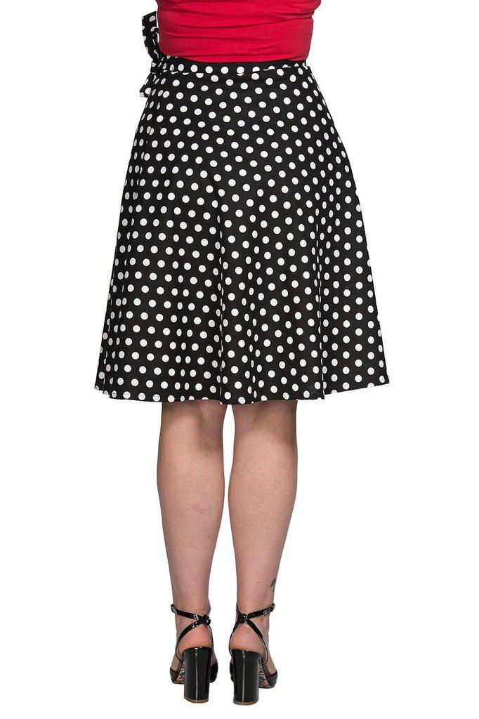 Polka Mix Wrap Skirt-Banned-Dark Fashion Clothing