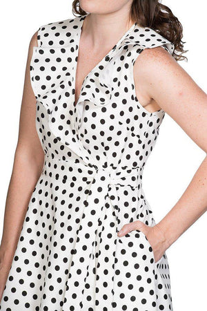 Polka Wrap Fit N Flare Dress-Banned-Dark Fashion Clothing