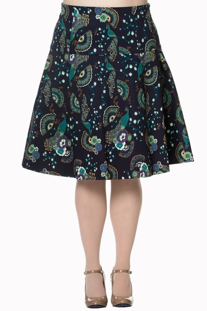 Proud Peacock Plus Size Skirt-Banned-Dark Fashion Clothing