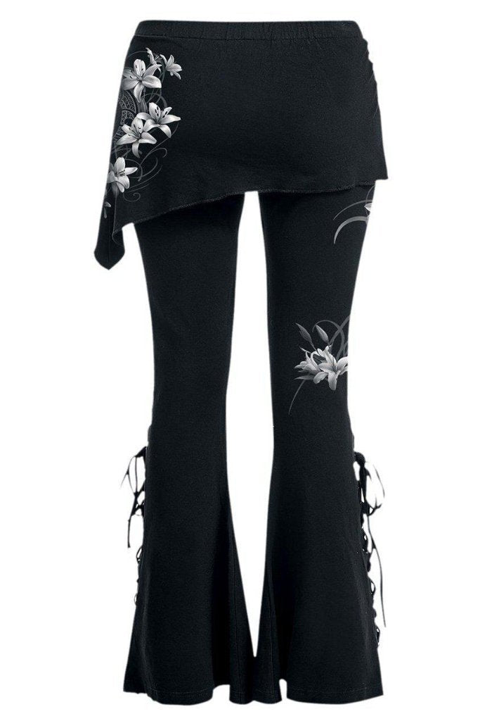 Pure Of Heart - 2In1 Boot-Cut Leggings With Micro Slant Skirt-Spiral-Dark Fashion Clothing