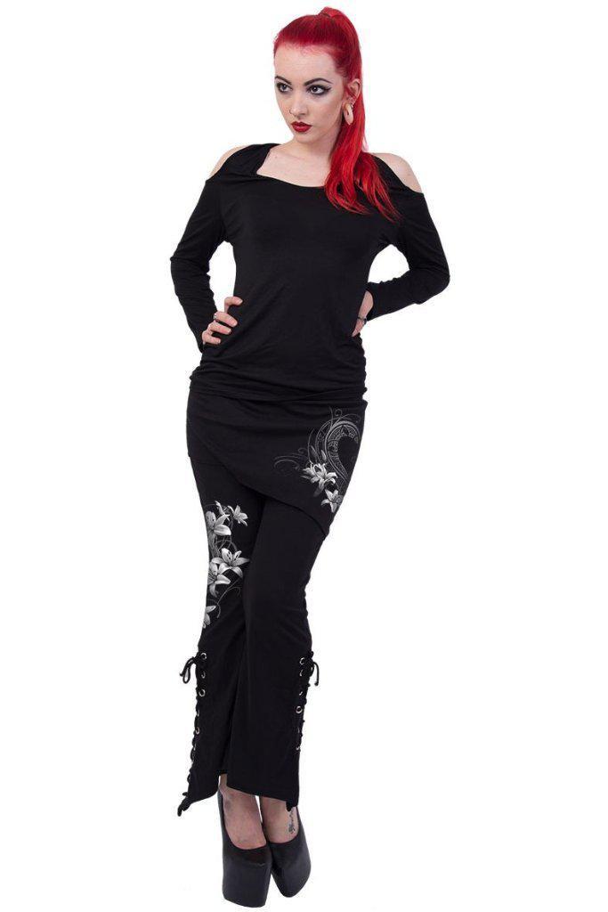 Pure Of Heart - 2In1 Boot-Cut Leggings With Micro Slant Skirt-Spiral-Dark Fashion Clothing