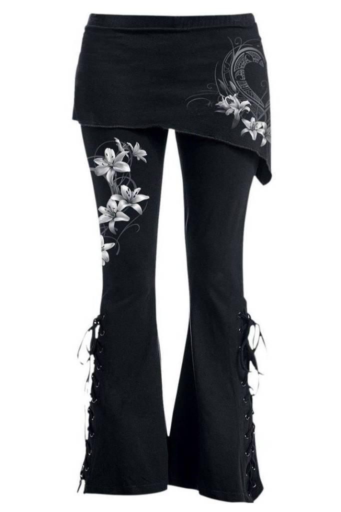 Pure Of Heart - 2In1 Boot-Cut Leggings With Micro Slant Skirt-Spiral-Dark Fashion Clothing